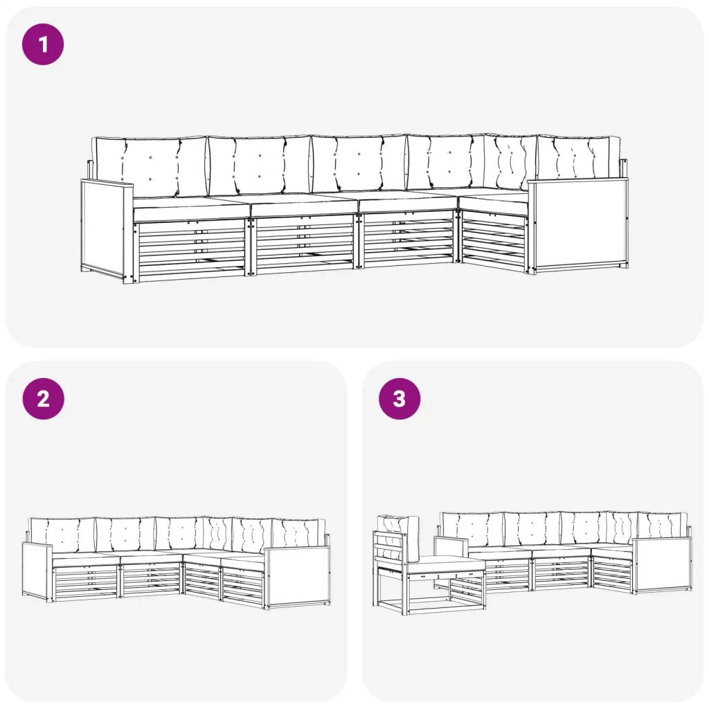 Set di divani da esterno 5 pcs Naturale e Beige 3383346