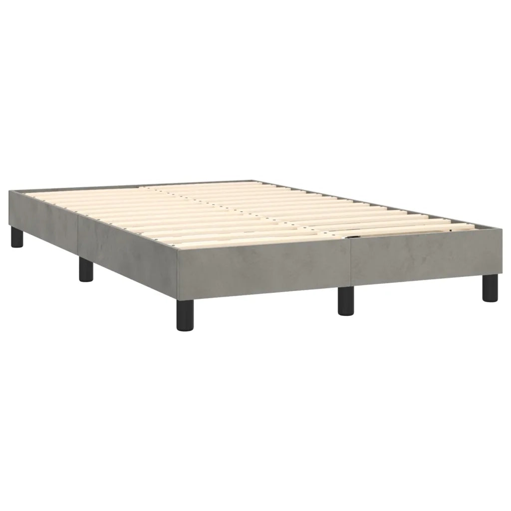 Letto a Molle con Materasso e LED Grigio Chiaro 120x200 cm Velluto