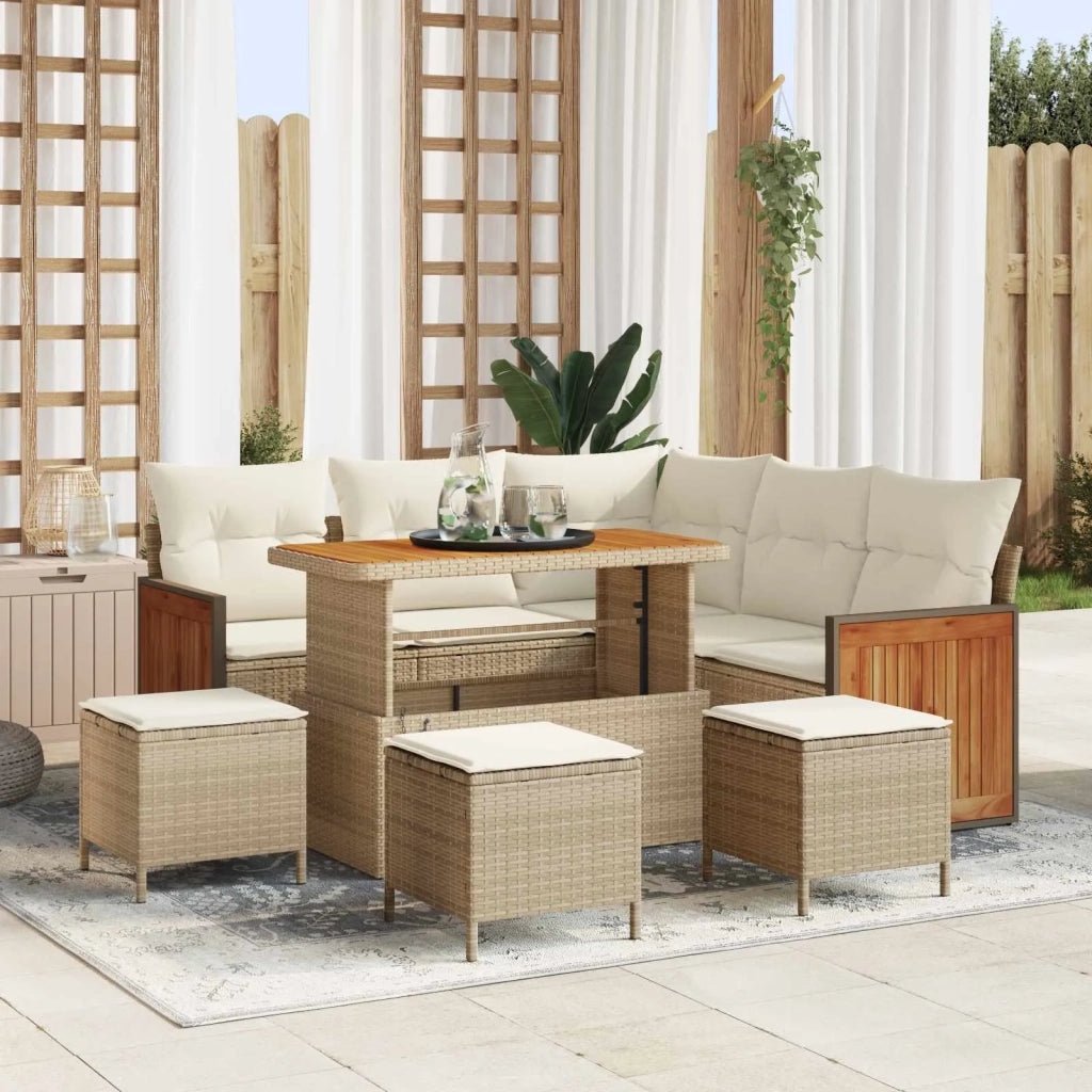 Set Divano da Giardino con cuscino 9 pcs Beige e Crema 3363181