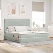 Letto con Contenitore Grigio chiaro 200 x 200 cm Velluto
