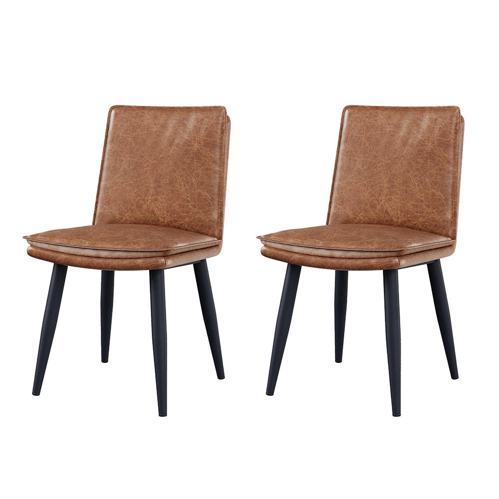 Set 2 sedie da pranzo - Xylo - PU marrone con doppio cuscino
