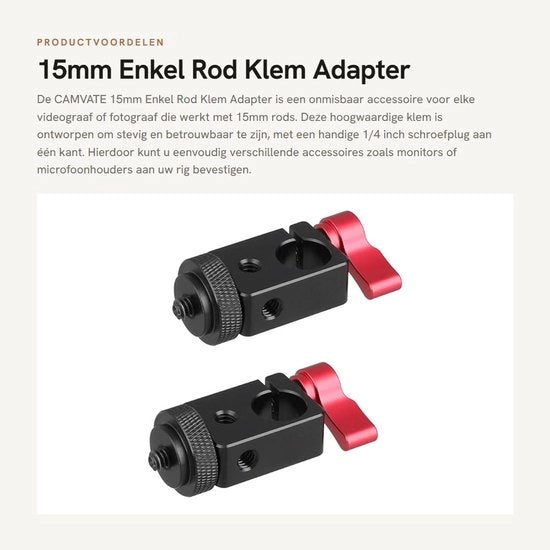 Adattatore a vite rossa per rod 15mm - 2 pezzi - Ideale per setup di camera - Compatibile con...