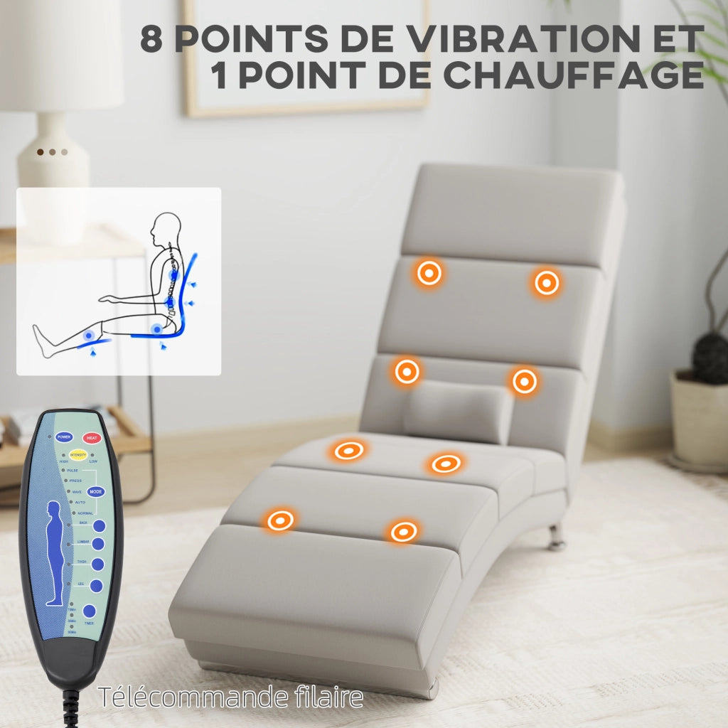 Poltrona relax massaggiante e riscaldata con poggiapiedi ¨C zephmum ¨C tessuto effetto lino crema