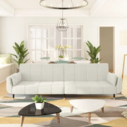 Divano Letto a 2 Posti con 2 Cuscini-Sofa Letto 2 Posti-Daybed Crema in Velluto 508566