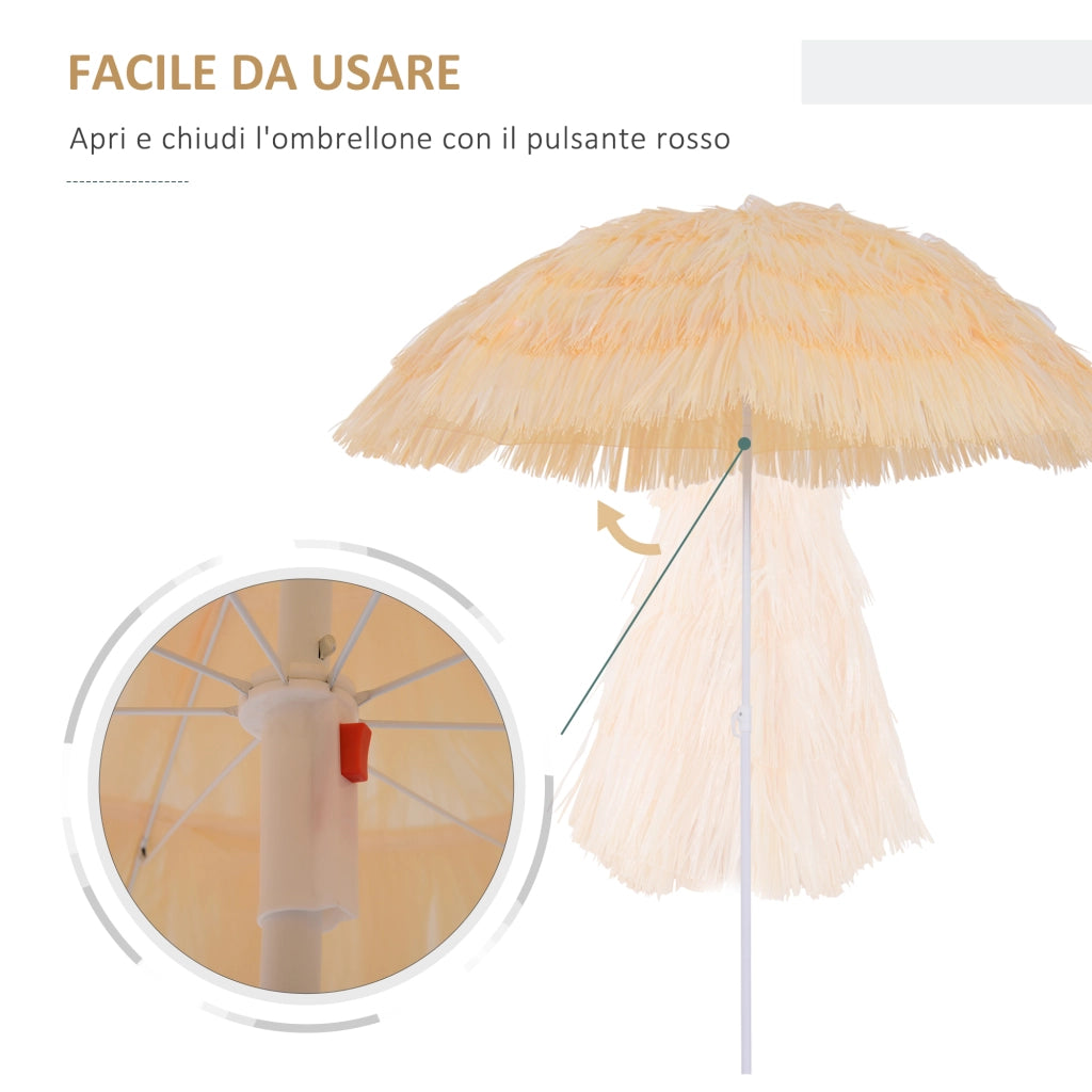 Ombrellone da Spiaggia Inclinabile ¨C Xylo ¨C Poliestere Beige 1.6x2m