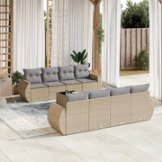 Set Divano da Giardino 9 pz con Cuscini Beige in Polyrattan 3221148
