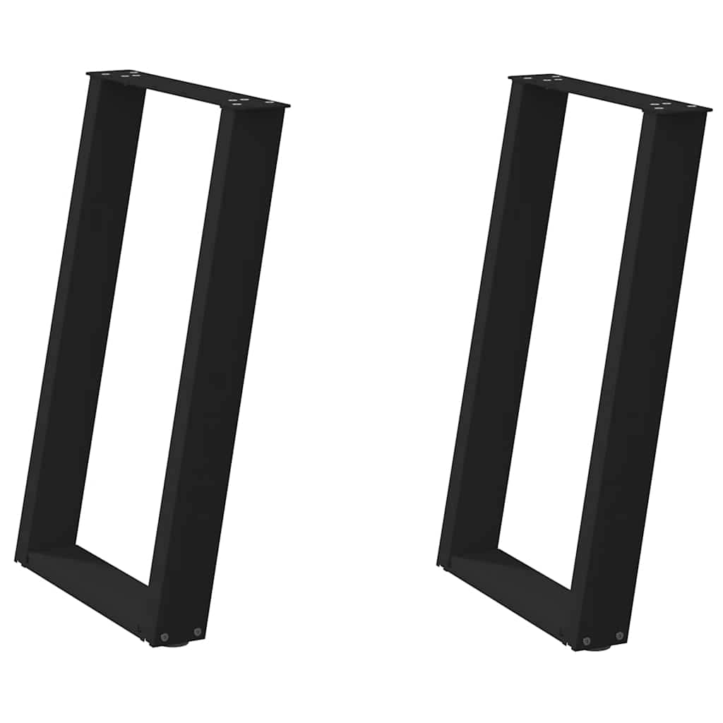 Set di 2 gambe per tavolo da pranzo a forma di U nere 60 x 72 cm design moderno con piedini ergonomici in acciaio nero 02_0057069