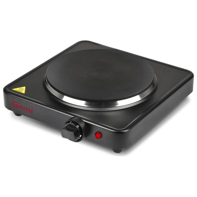 Girmi PE26 Fornello Elettrico Portatile 1 Piastra Ghisa 1500W 5 Livelli Temperatura colore Nero