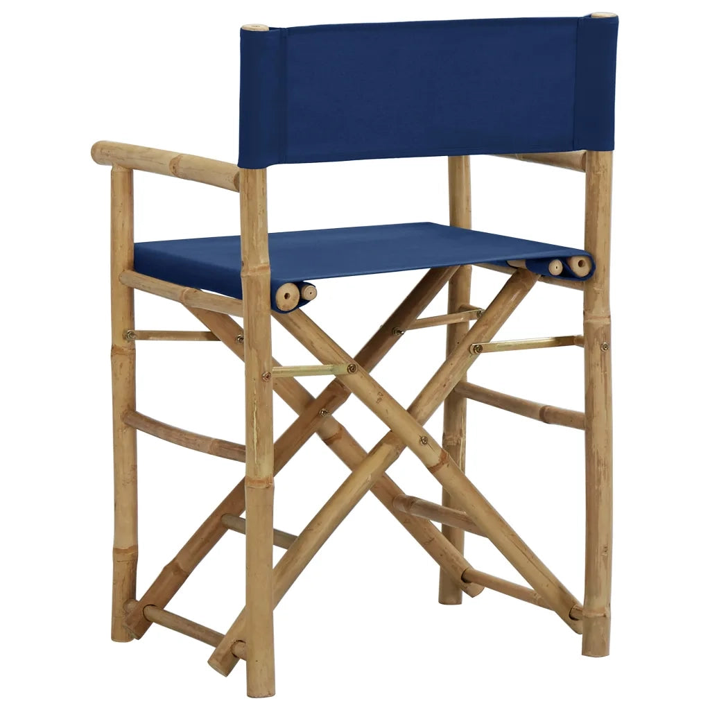 Sedie da Regista Pieghevoli 2 pz Blu in Bambù e Tela 313030