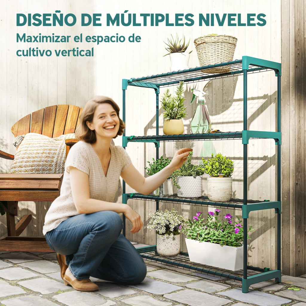 Set 2 Supporti Piante 4 Livelli ¨C Minimal ¨C Verde Metallo
