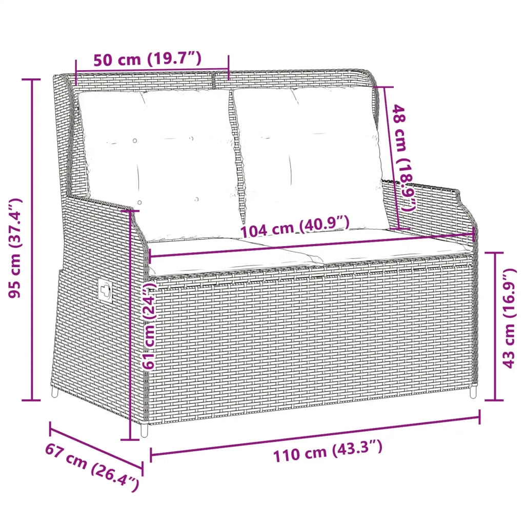 Panchina da giardino Beige polyrattan 3394461
