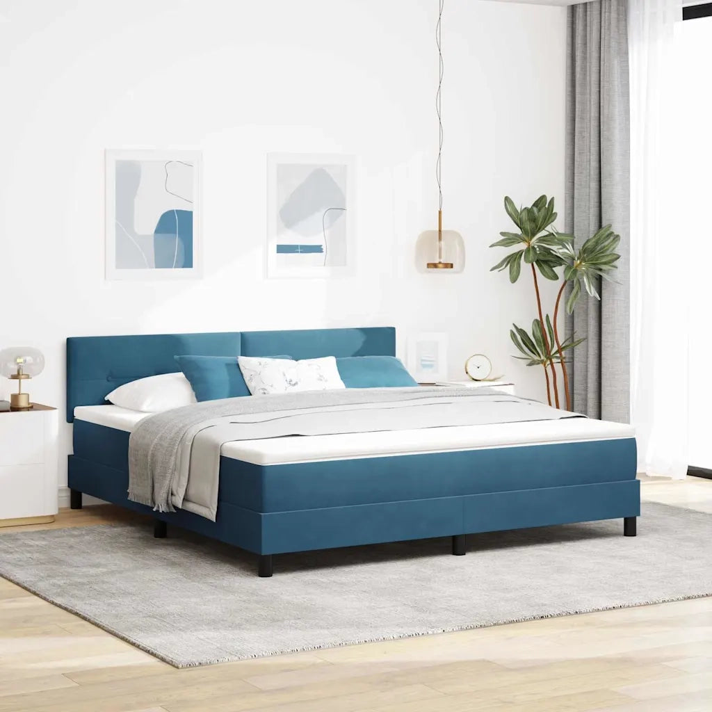 Letto a Sorgente LED con led Blu Scuro 180 x 200 cm Velluto
