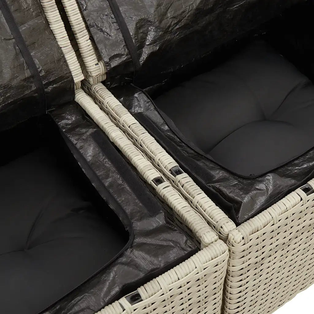 Divano da Giardino con Cuscini 3 Posti Grigio Chiaro Polyrattan 366193