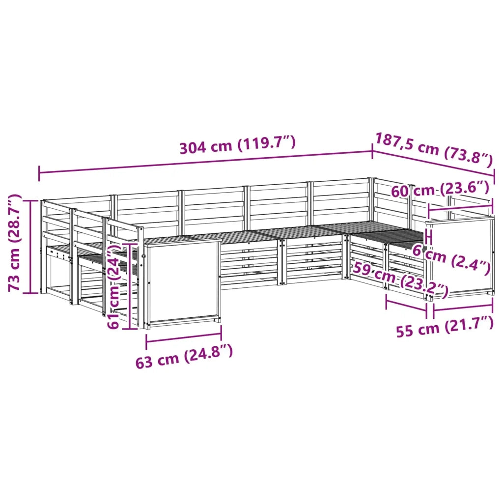 Set di divani da esterno 7 pz Naturale Legno di Acacia Massello 3384820