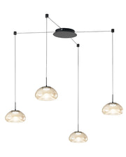 Brena - Lampada a sospensione decentrata Cognac 4 luci - Fabas Luce - LED 40W dimmerabile - Montaggio con decentramento