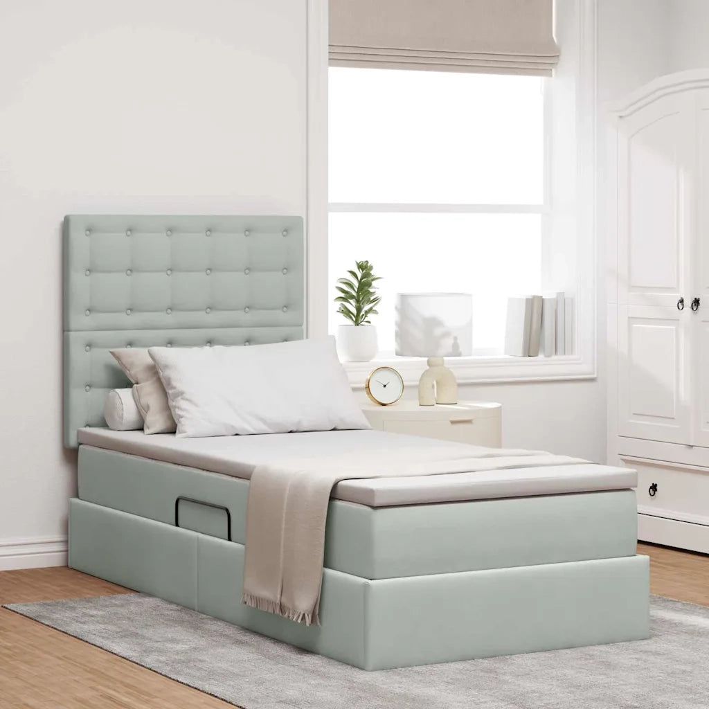 Letto con contenitore e LED Grigio chiaro 100 x 200 cm Velluto 3372765