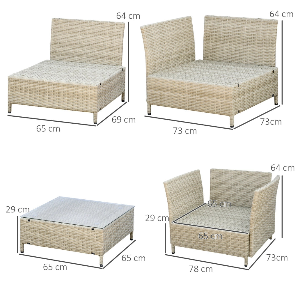 Set Salotto Giardino 7 Pezzi Modulabile ¨C Xylo ¨C Polyrattan Beige con Cuscini