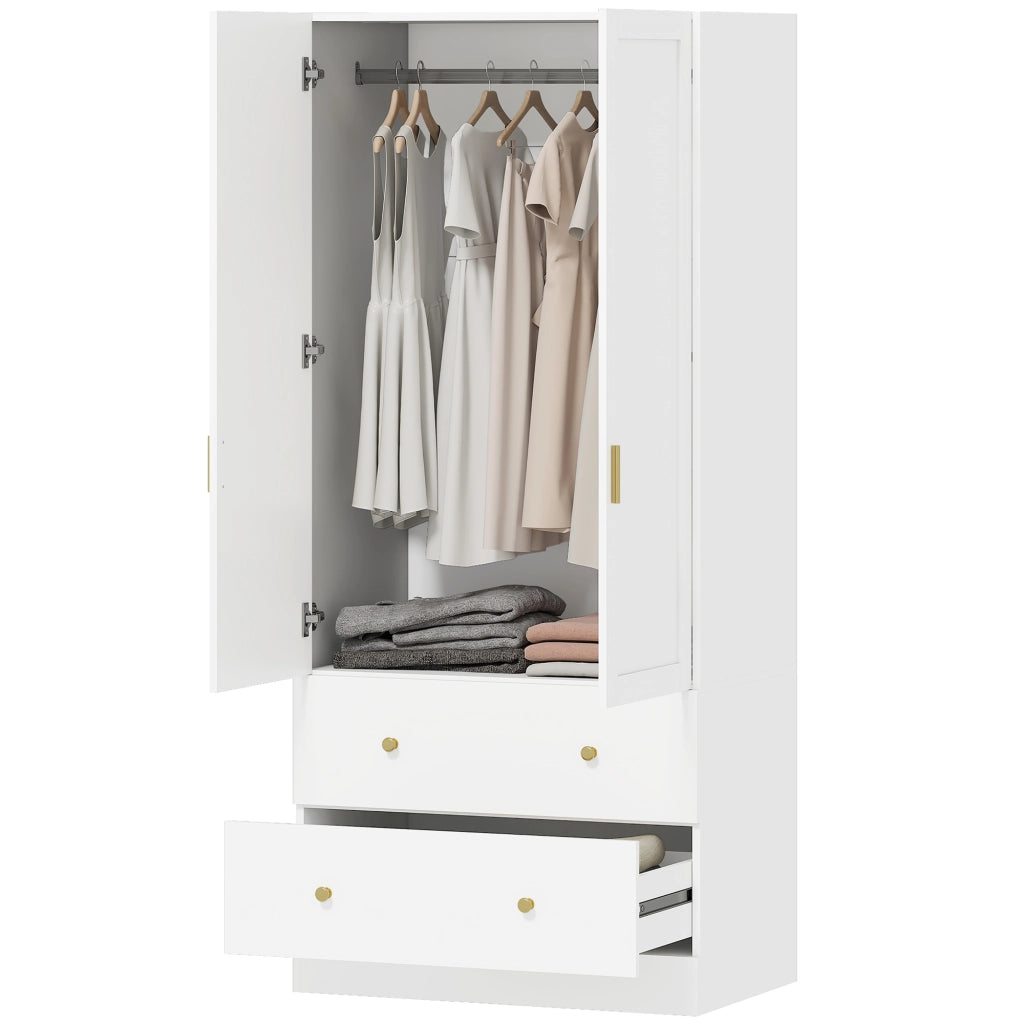 Armadio con specchio e cassetti ¨C Minimal ¨C Bianco 80x50x180 cm