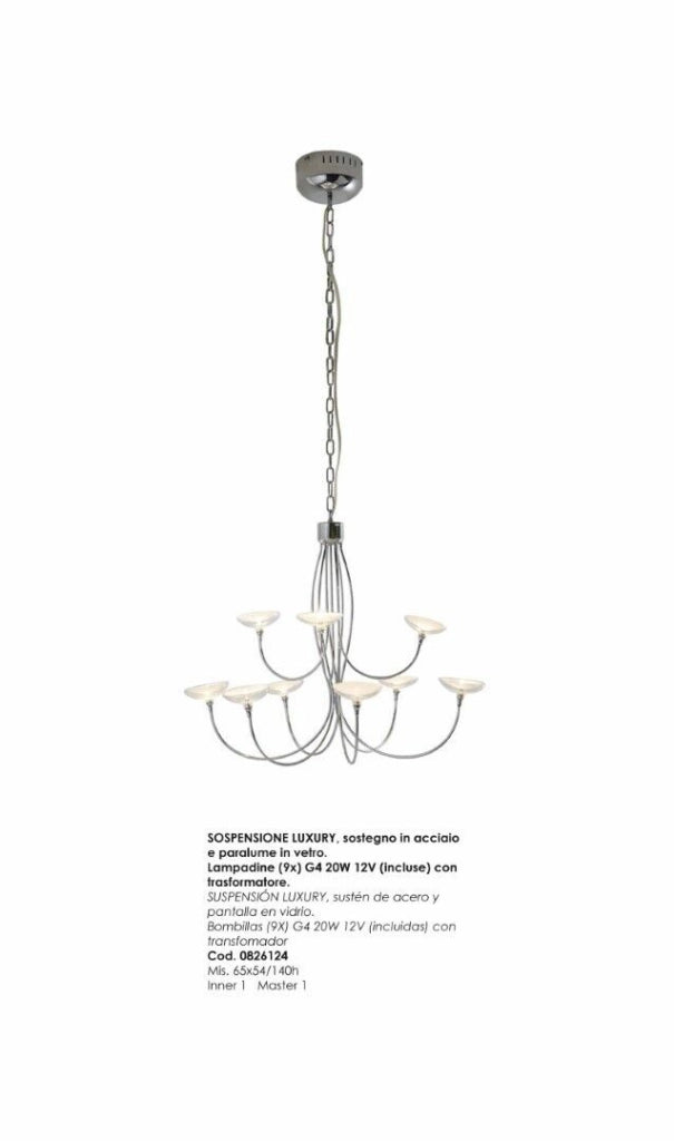 Sosp.Luxury H120 9Luci Vetro - Bizzotto