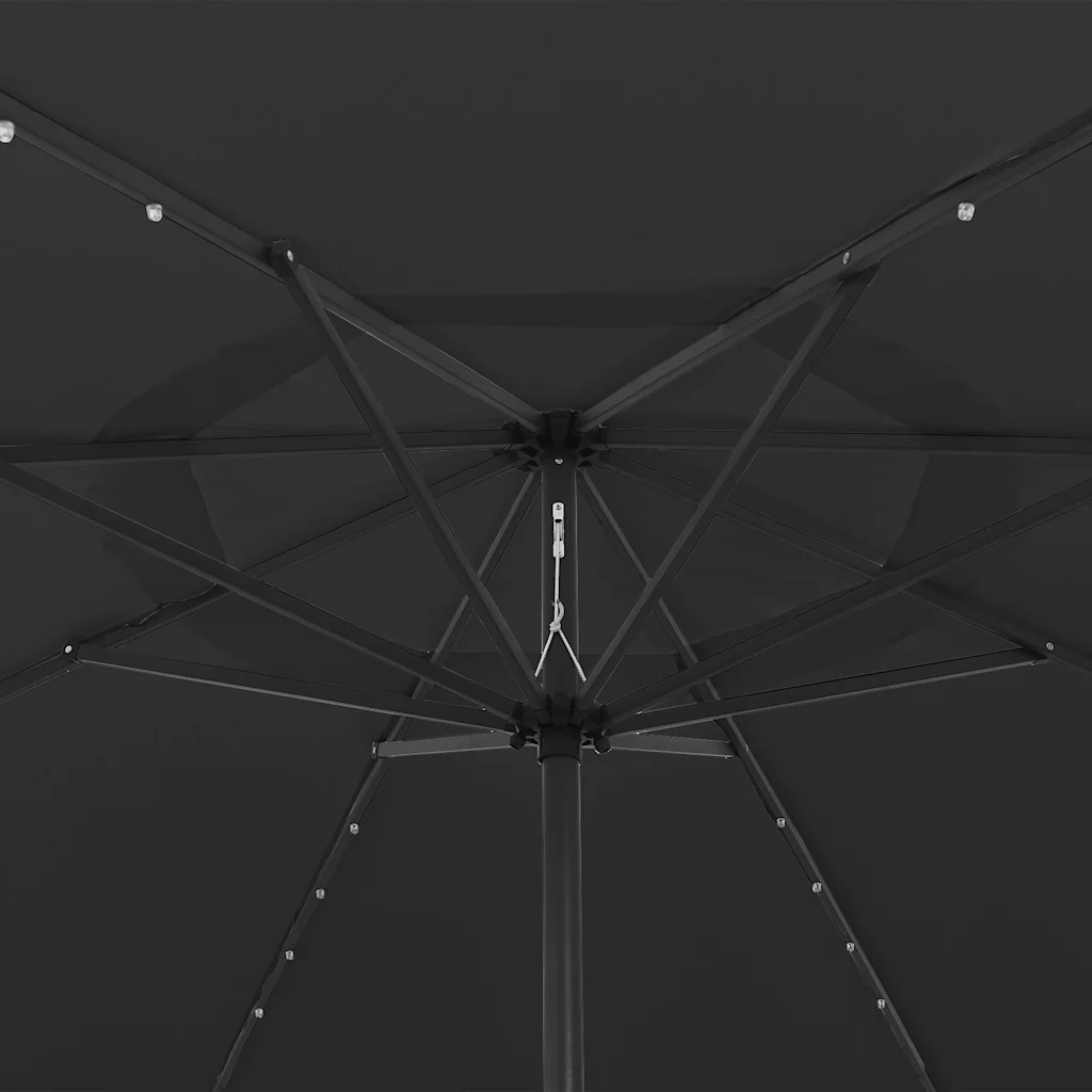 Ombrellone da Giardino con Luci LED 400 cm Nero 312536