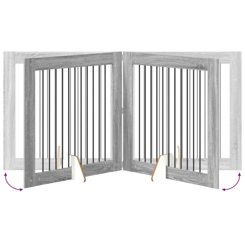 Cancello per cani con supporti 4 pz Grigio Sonoma 100 x 100 cm CFW8842725