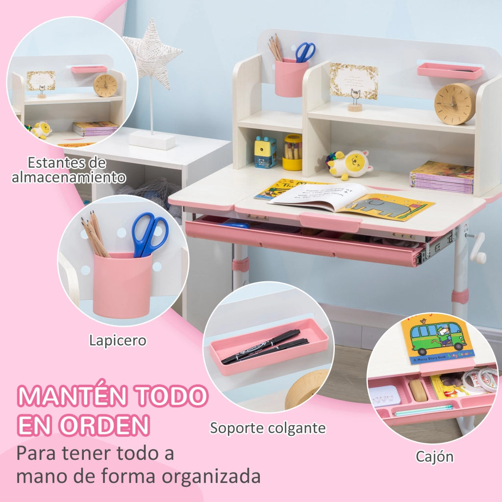 Scrivania Regolabile per Bambini ¨C Minimal ¨C Rosa 80x52x88-109 cm