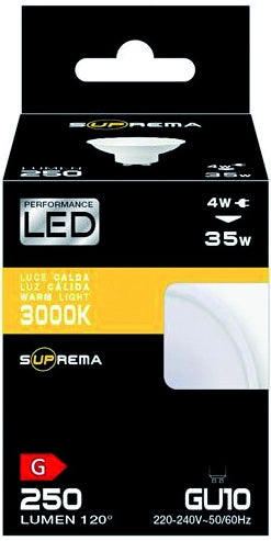 Suprema LAMPADA A LED SPOT GU10 FASCIO 100Â°  luce calda 5,5 W - 500 lumen 12.00 pz