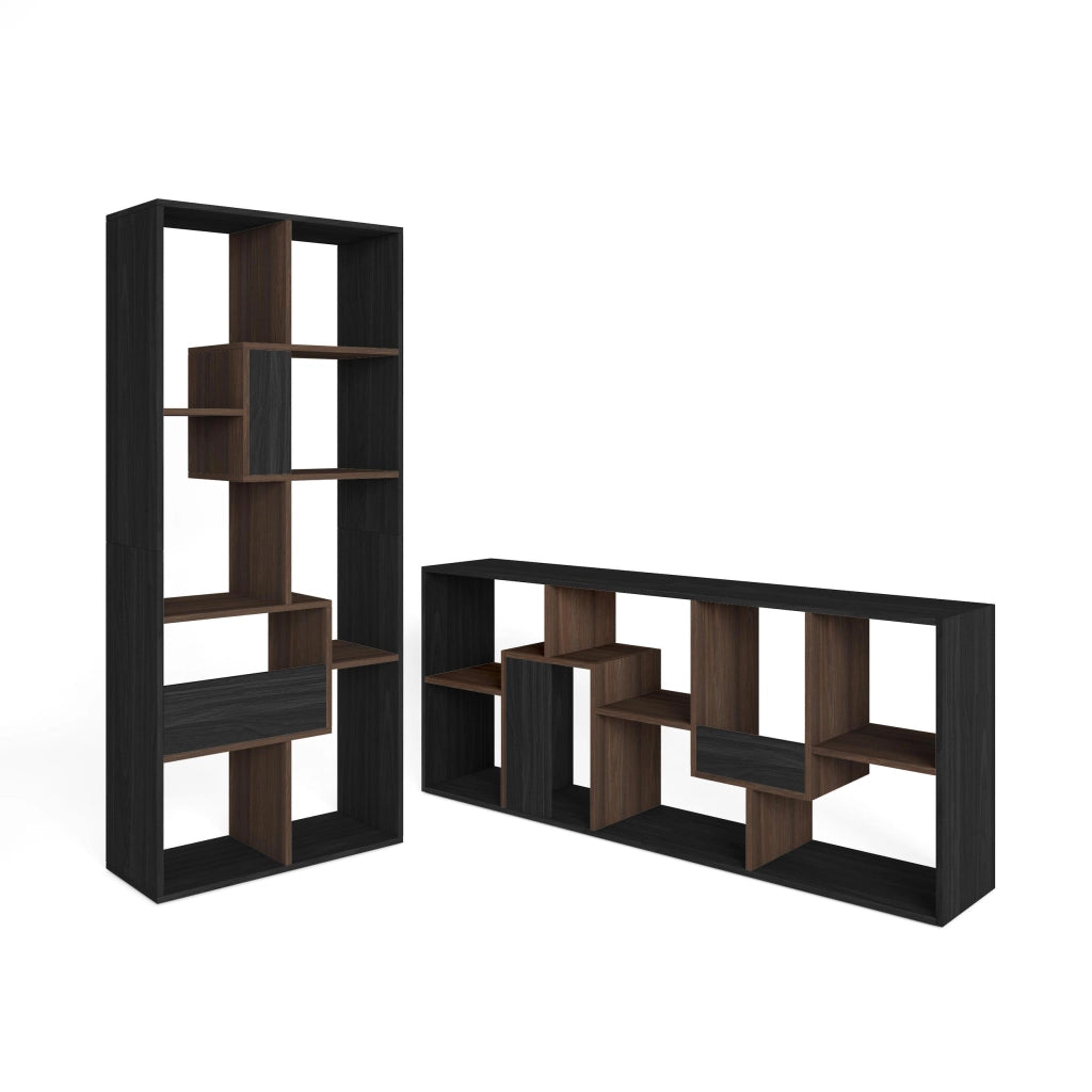 Libreria scaffale, 162x67x31cm, Per libri, Nero e Rovere scuro RF4117