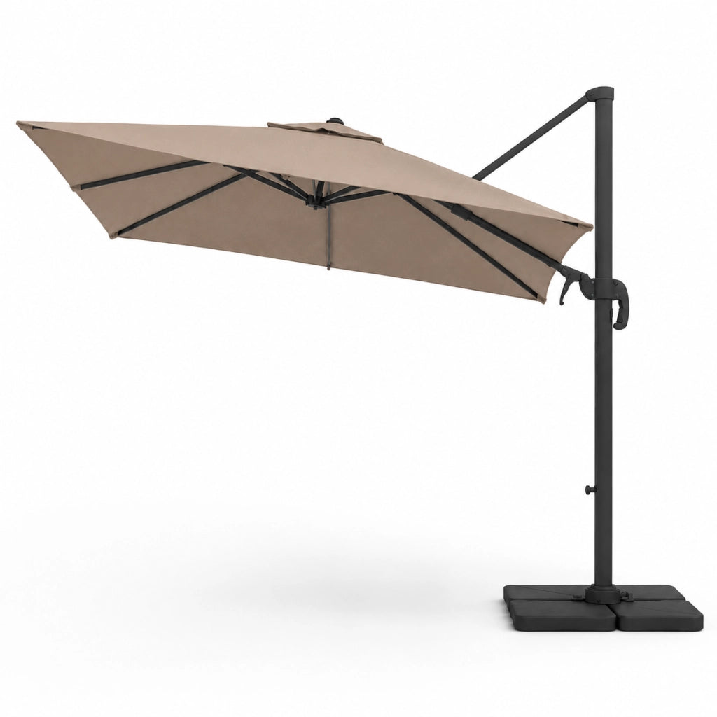 Ombrellone Da Giardino Piscina Gazebo Terrazze Bar Hotel Braccio Retrattile Per Esterni Acciaio Inossidabile Braccio Rotabile 360 Gradi Telo 180 G M2 Impermeabile Resistente Ai Raggi UV 3X3 M Tortora