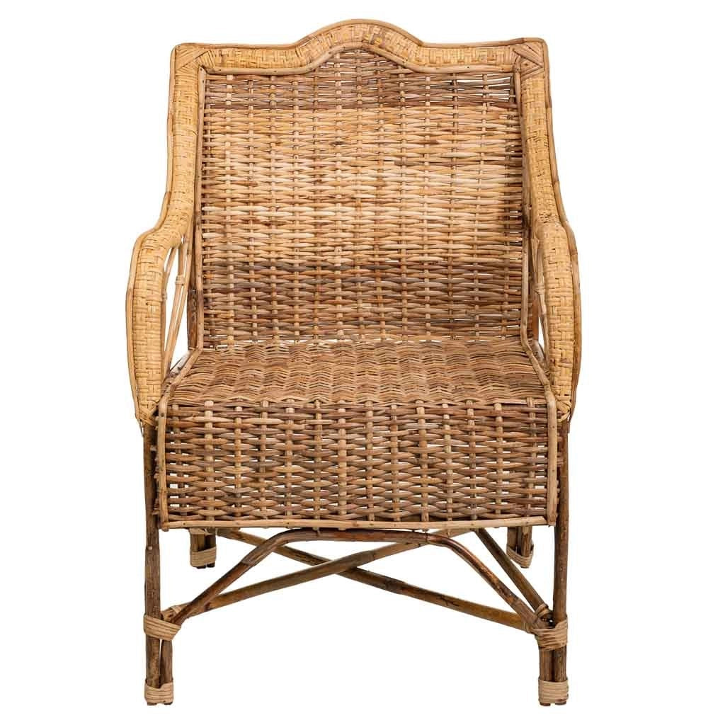 Poltrona in bambù e rattan marrone 64x48x99h