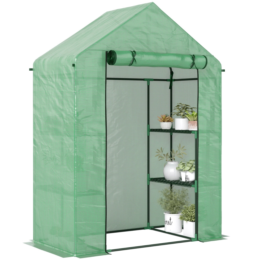 Serra da giardino con ripiani 3 livelli ¨C Minimal ¨C verde 141x72x191 cm