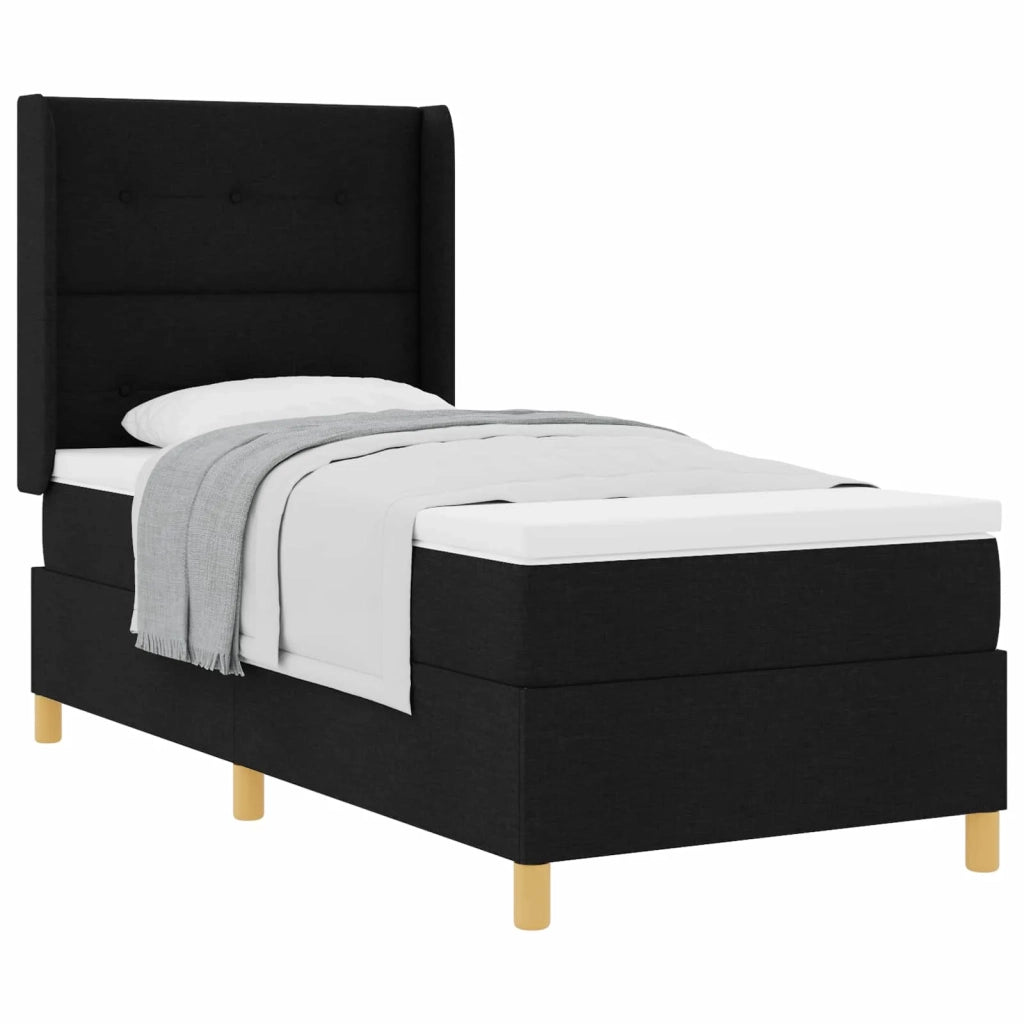 Letto a molle con materasso Nero 90 x 200 cm Tessuto