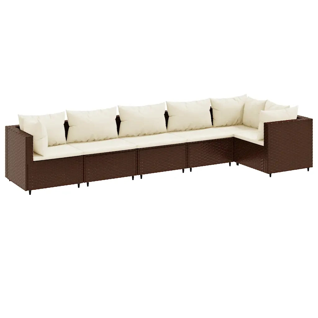 Set Mobili da Giardino 6pz con Cuscini in Polyrattan Marrone 3308105