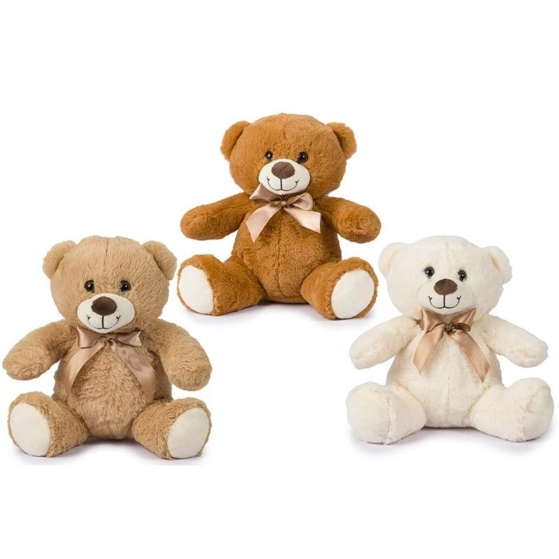 Peluche orsetto 30 cm con fiocco,1 pezzo colore casuale,Decar ,Eta 1+