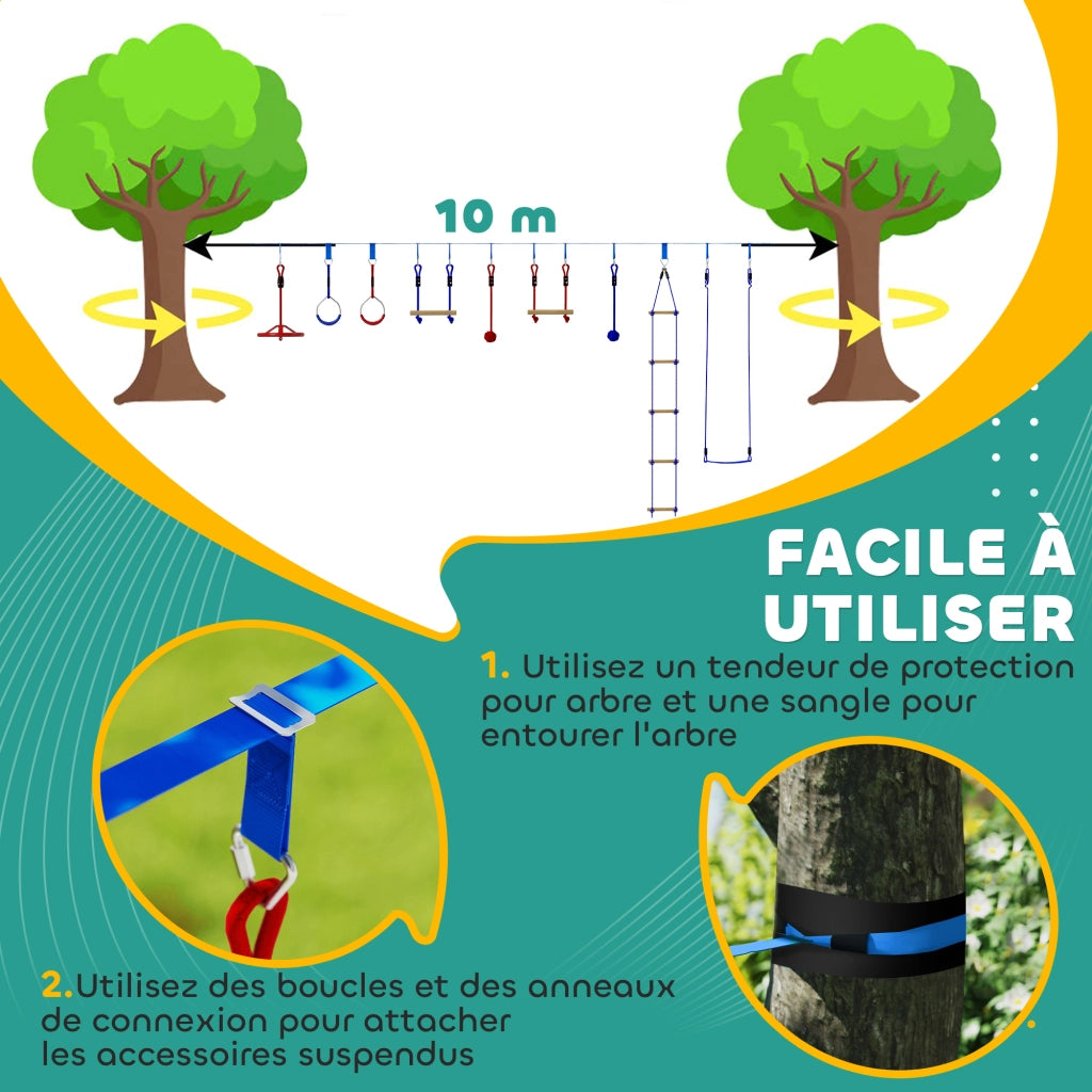 Set da gioco ninja per bambini con slackline e sacco ¨C Minimal ¨C blu