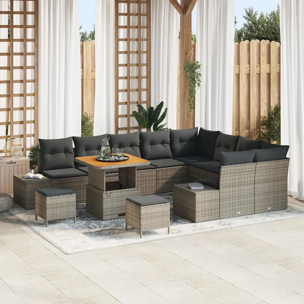 Set Divano da Giardino con cuscino 12 pcs Grigio polyrattan 3362823