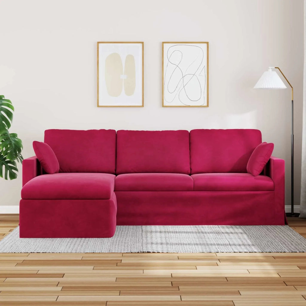 Divano Rosso Vino 228 x 134 x 80 cm Velluto 42024472
