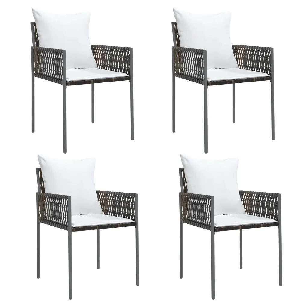 Set Pranzo da Giardino 5pz con Cuscini in Polyrattan e Acciaio 3187053