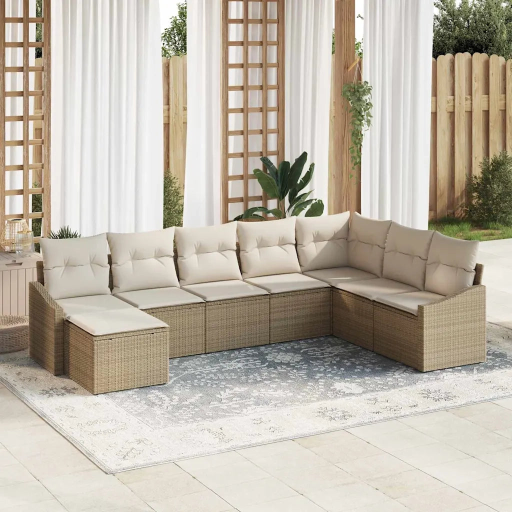 Set Divano da Giardino 8 pcs Beige e Crema polyrattan 3355510