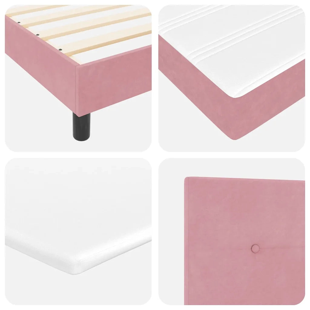 Letto a molle con materasso Rosa 200 x 80 cm Poliestere 3341443