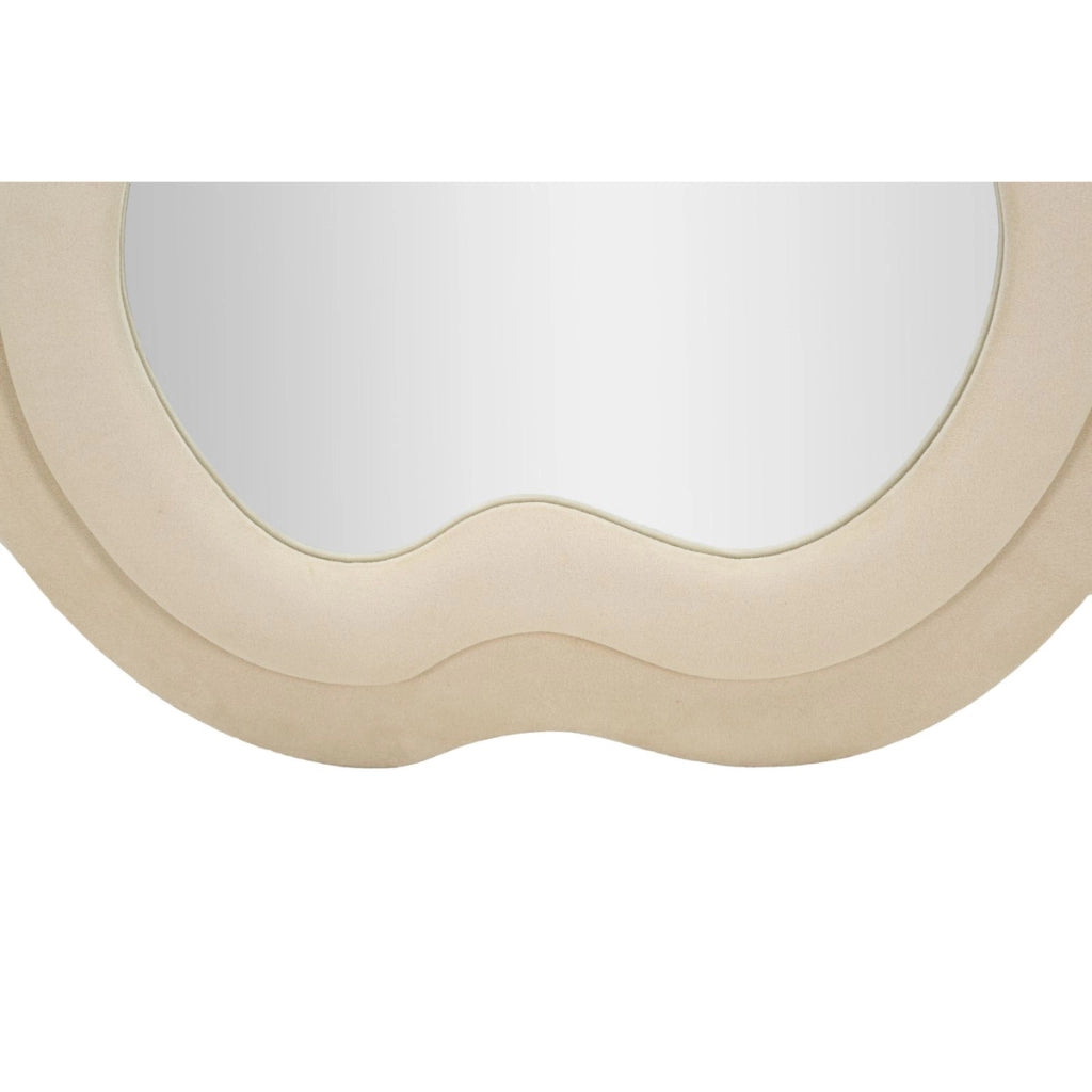 Specchio da parete Miki XL con cornice in velluto crema