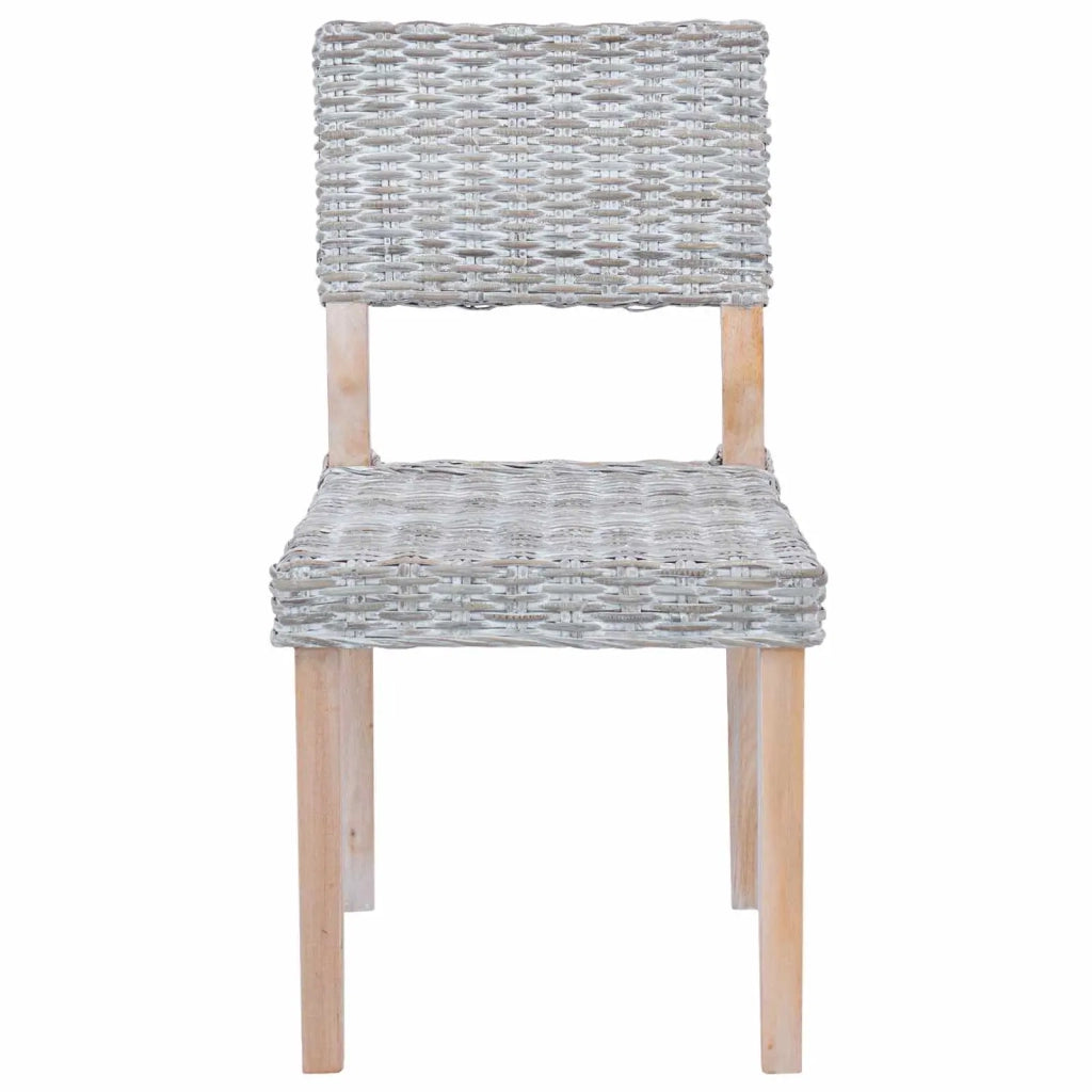 Sedia da pranzo 2 pcs Bianco Lavato 46 x 55 x 84 cm Rattan Kubu 42012423