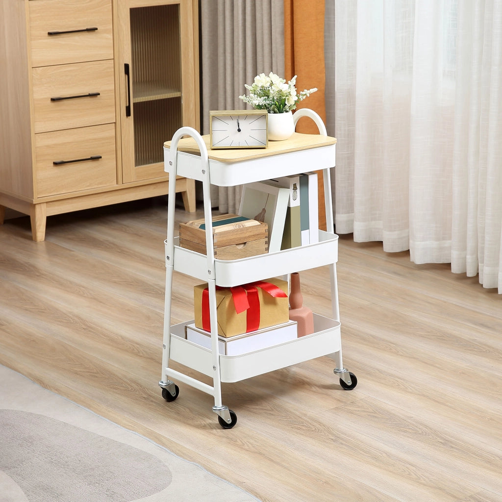 Carrello da cucina con ripiani e ruote ¨C Minimal ¨C Bianco