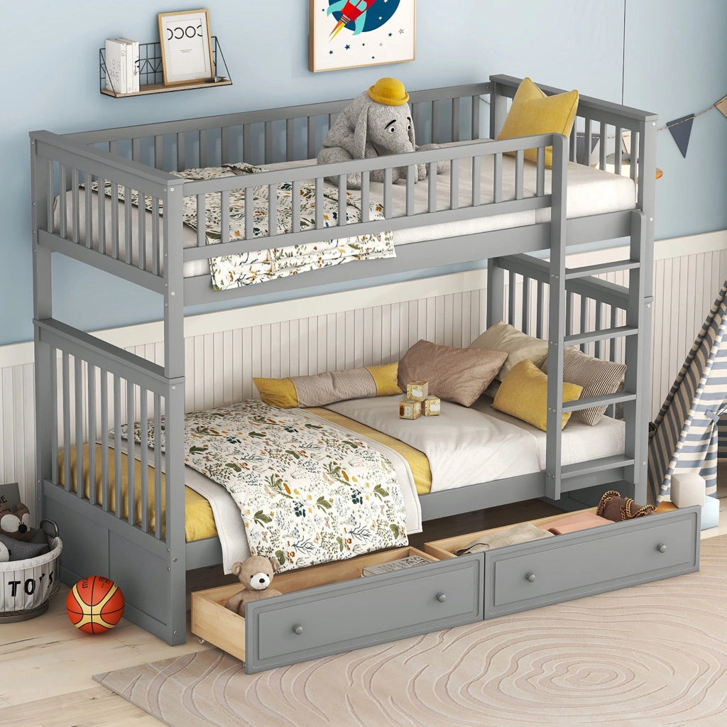 Letto a Castello con Cassetti Cabrio ¨C MINIMAL ¨C Grigio 90x200