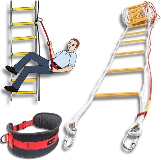 Ladder aerea per esterni 10 m per edifici da 3 a 5 piani con grappini e cintura di sicurezza
