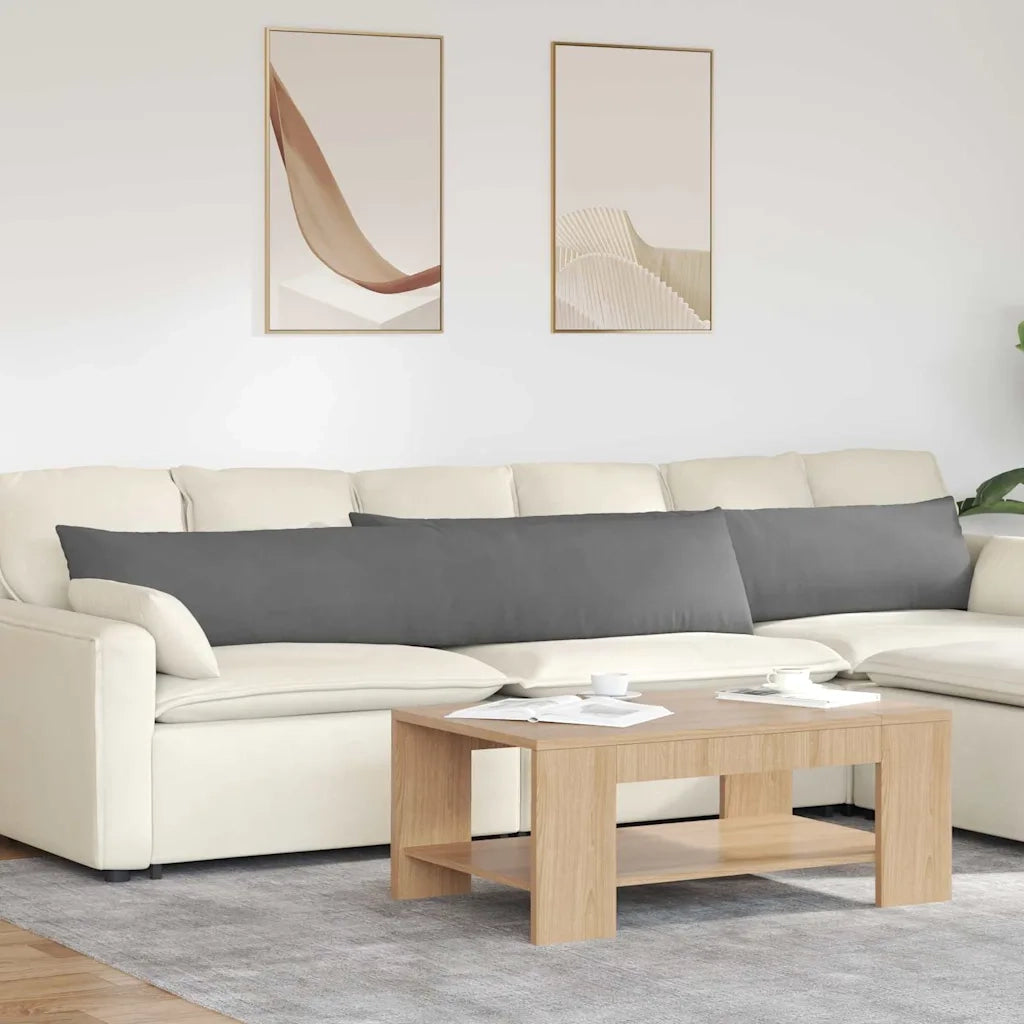 Cuscini da Divano 2 pz-Set di 2 Cuscini per Sofa Grigio scuro 200 x 40 cm Tessuto 281687