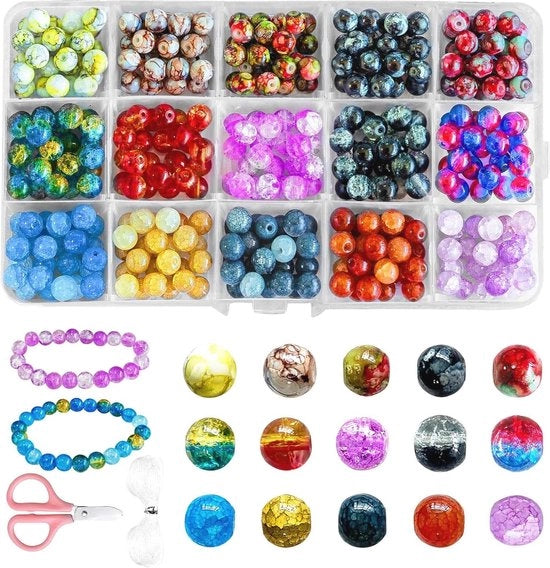 Bachini per Bracciali - 300 Pezzi Pietre Naturali e Elastico Transparente - Ideale per Gioielli DIY