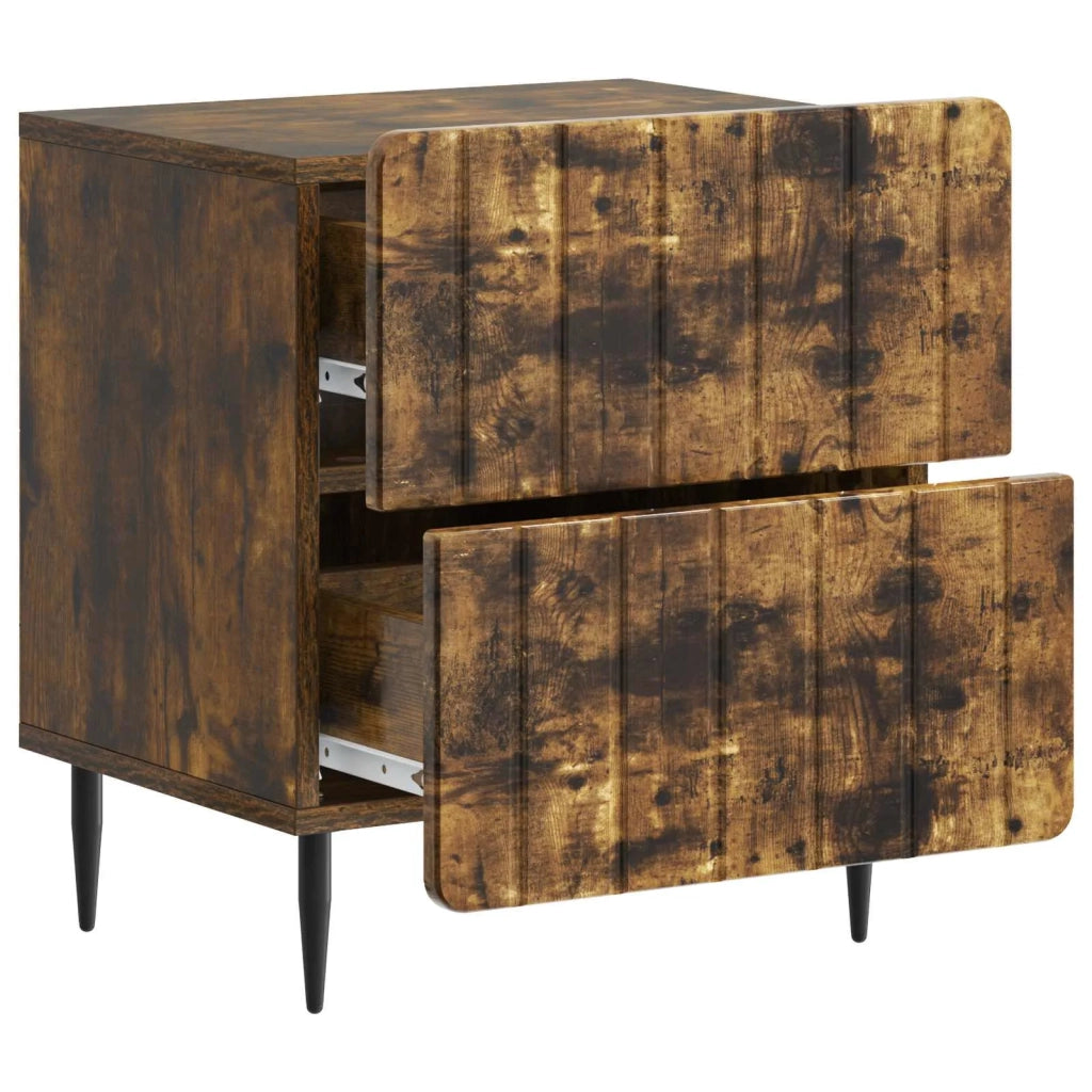 Comodino | Armadio da Notte | Mobiletto da notte con cassetto Rovere Fumo 43 x 34,5 x 49,5 cm