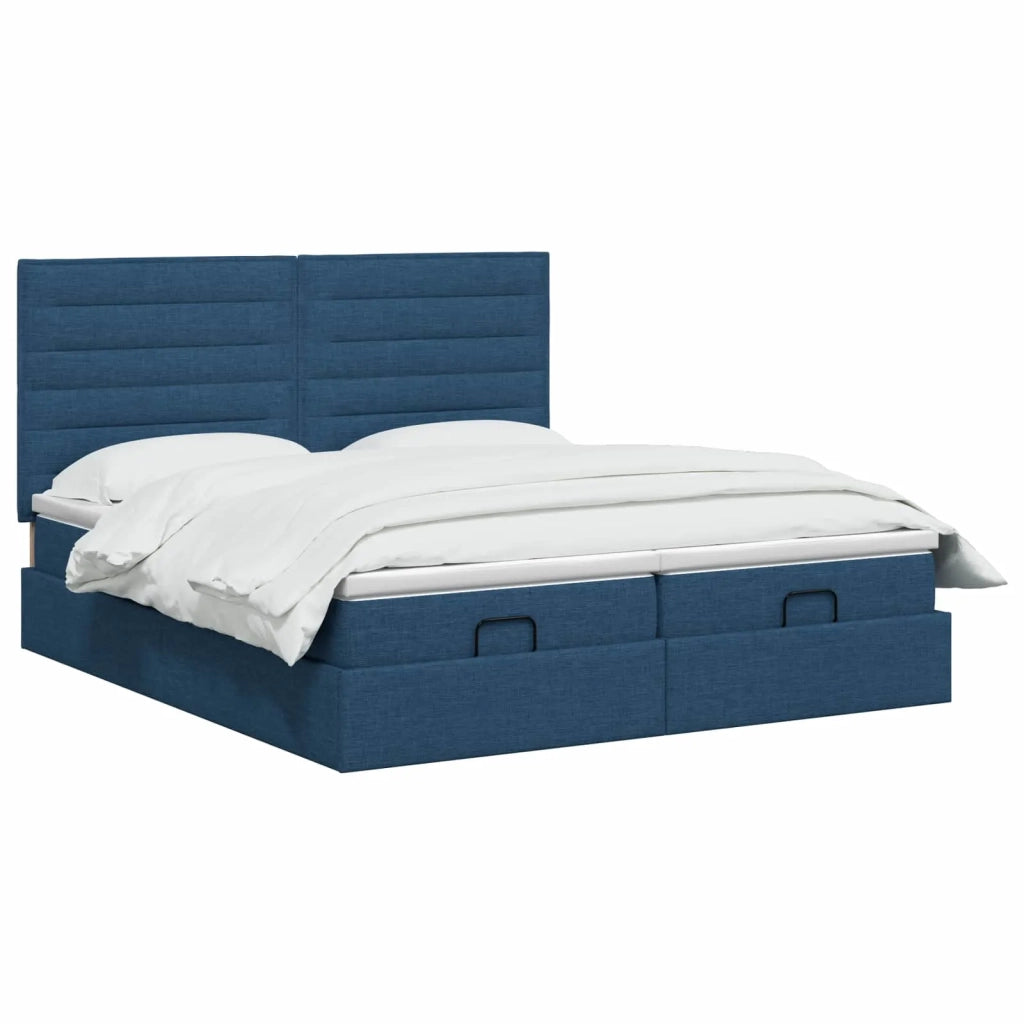 Letto Ottomano con Materasso e LED Blu 180 x 200 cm Tessuto 3458422