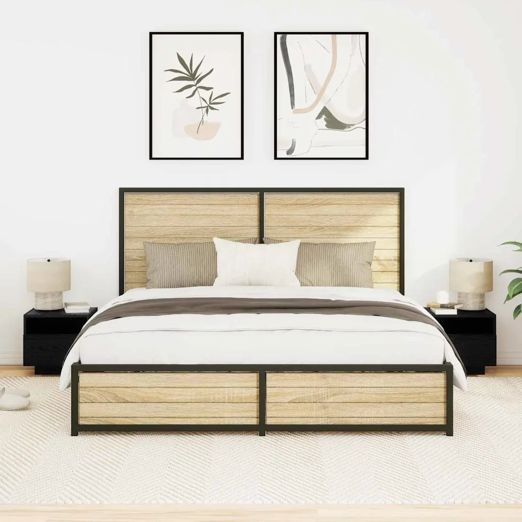 Armadio da Notte con cassetto 2 pcs Rovere Nero 40 x 39 x 37 cm 863071